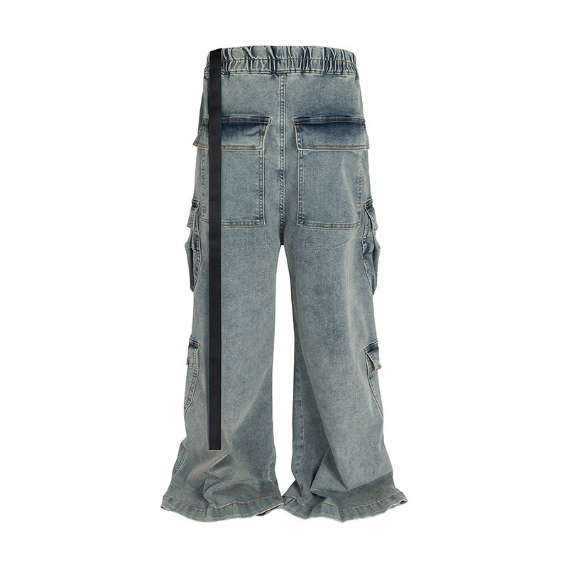 High Street RO Style Multi-pocket Workwear Mop Jeans