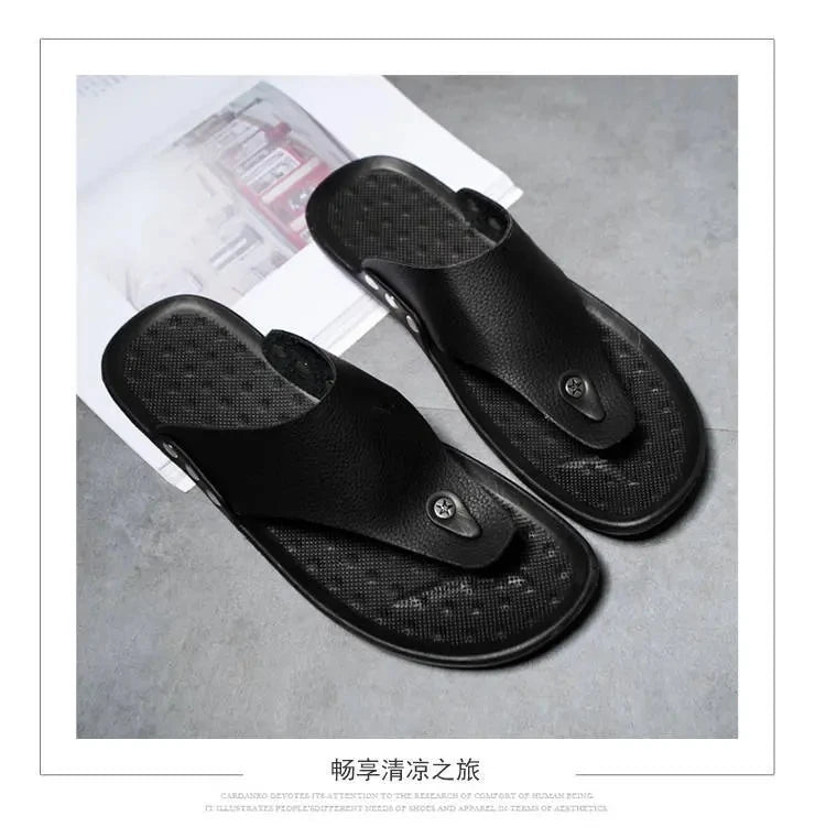 YRZL Flip Flops Men Summer Slippers Beach Sandals Comfortable Casual Shoes Fashion Black Non-Slip Bathroom Shoes Men Slides