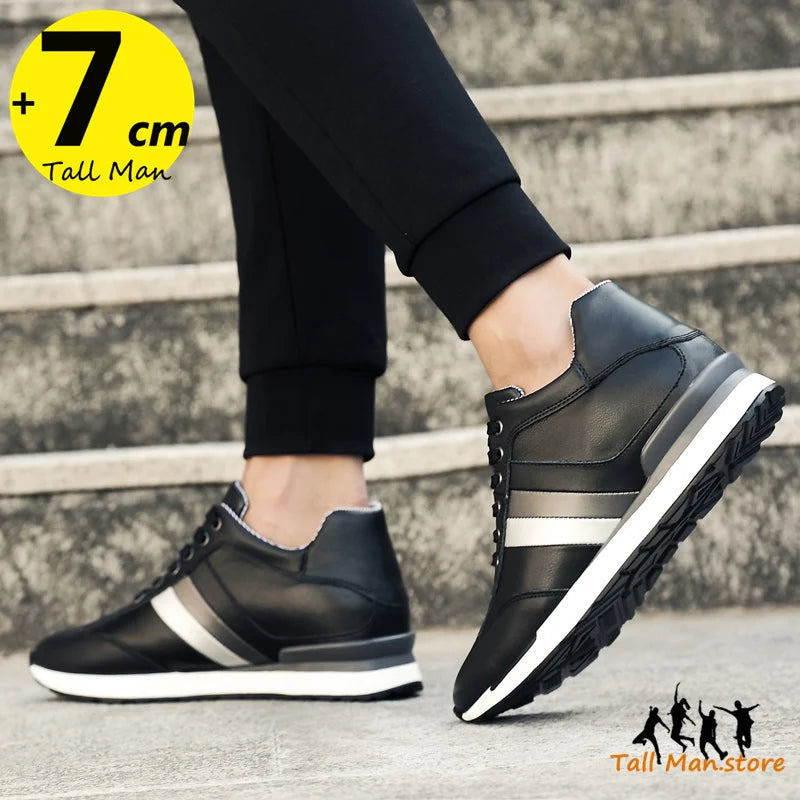 Men  Elevator Shoes Chunky Sneakers Height Increase Insoles 6CM Tall Lift Plus Size 37-44