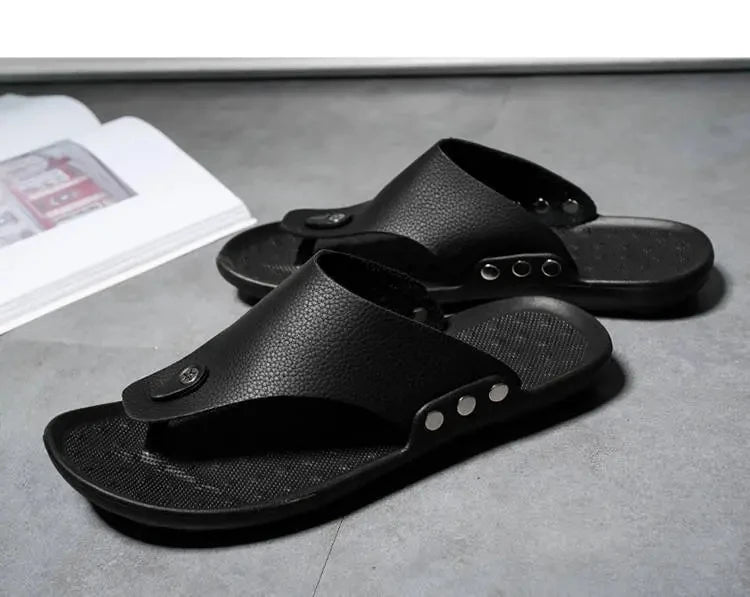 YRZL Flip Flops Men Summer Slippers Beach Sandals Comfortable Casual Shoes Fashion Black Non-Slip Bathroom Shoes Men Slides