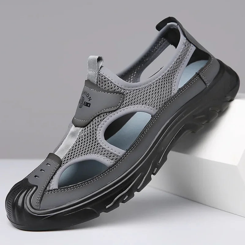 Summer Breathable Men's Bag Head Sandals Hollow Mesh Hole Shoes Outdoor Non-slip Lightweight Sports Leisure Beach Shoes