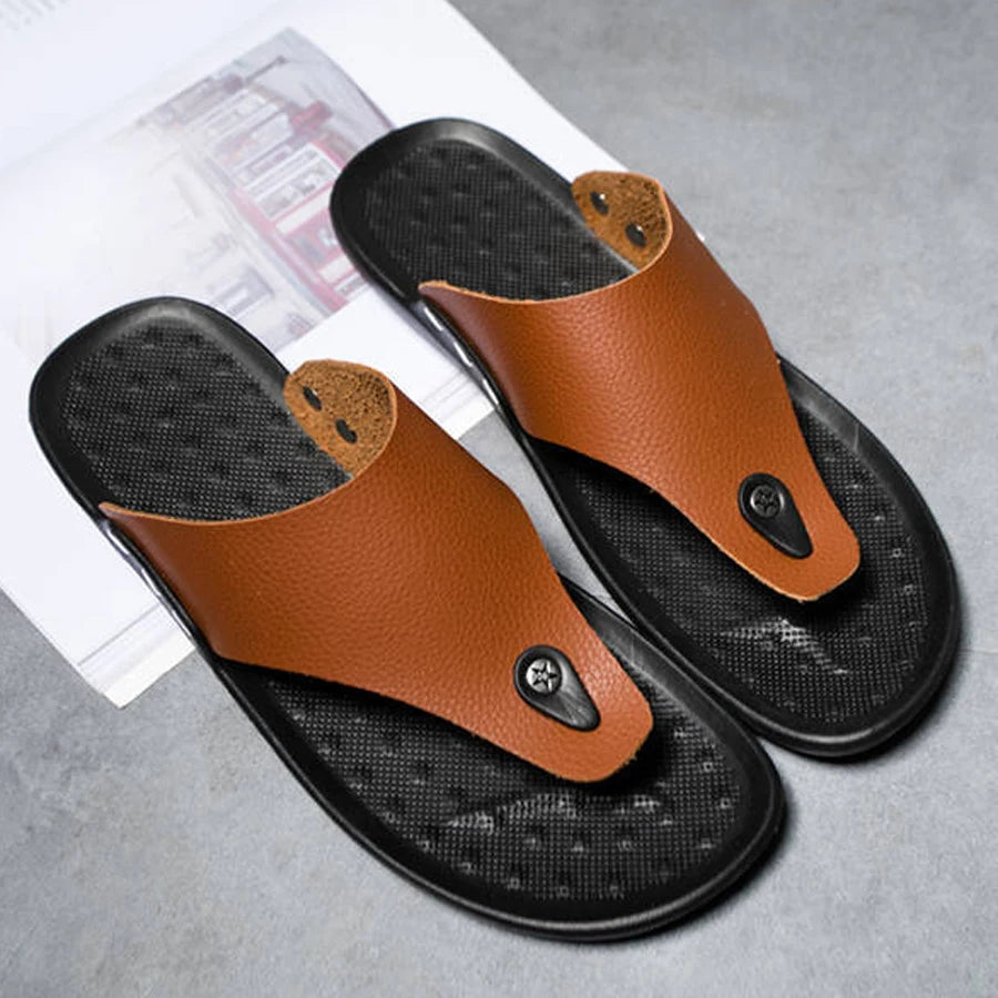 YRZL Flip Flops Men Summer Slippers Beach Sandals Comfortable Casual Shoes Fashion Black Non-Slip Bathroom Shoes Men Slides