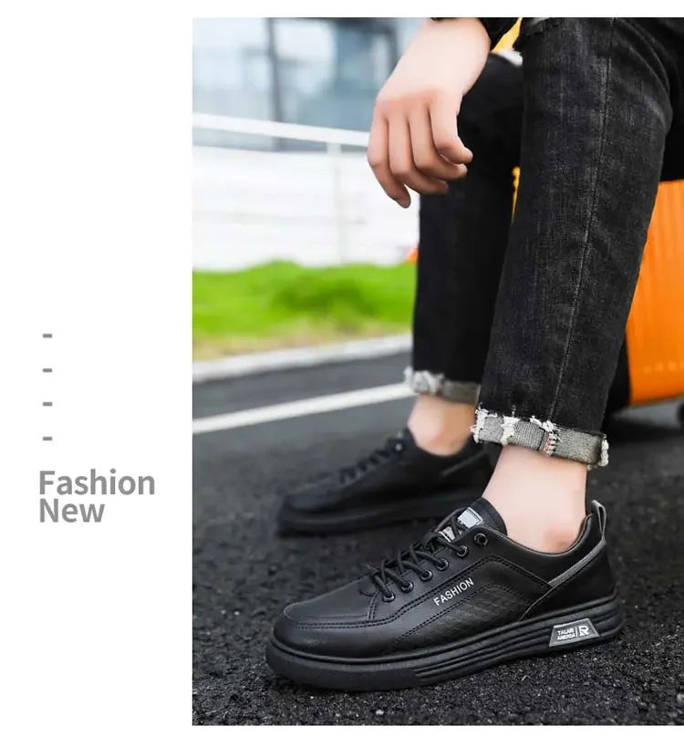 Men Versatile Leather Board Shoes Platform Sports Light Tenis Masculino Casual Shoes Comfortable Anti Slip Lazy Hiking Shoes