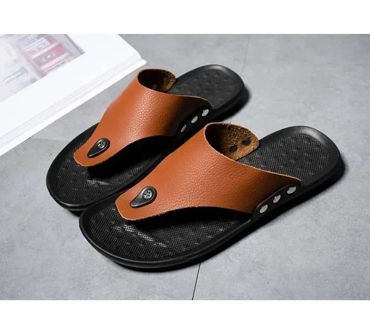 YRZL Flip Flops Men Summer Slippers Beach Sandals Comfortable Casual Shoes Fashion Black Non-Slip Bathroom Shoes Men Slides