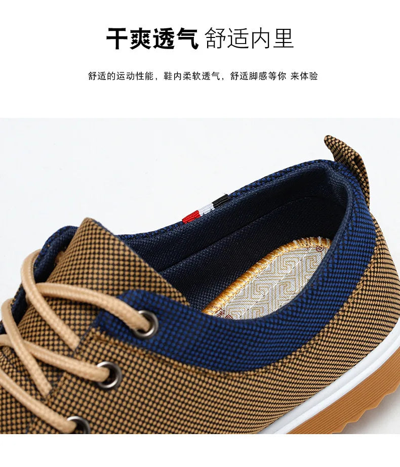 Old Beijing Cloth Shoes Versatile Work Shoes Casual breathable wear-resistant Fashion Lacing Casual Canvas Shoes Large sizes