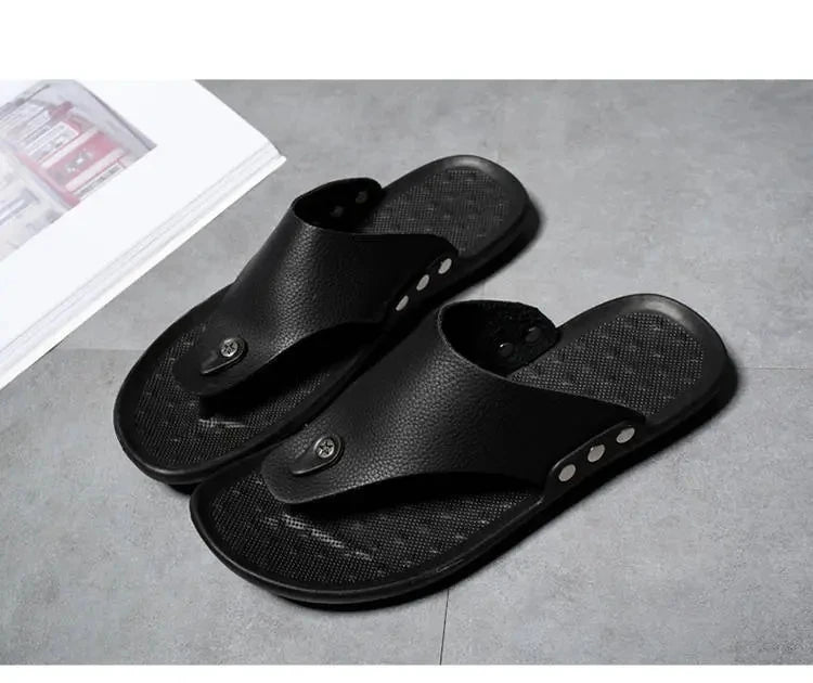 YRZL Flip Flops Men Summer Slippers Beach Sandals Comfortable Casual Shoes Fashion Black Non-Slip Bathroom Shoes Men Slides