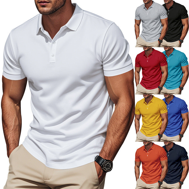 Men's Gentleman Loose Breathable Lapels Short Sleeve